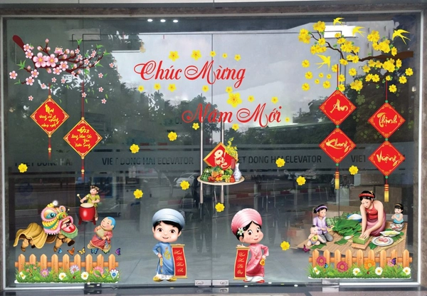 Combo decal trang trí cửa kính ngày tết 4