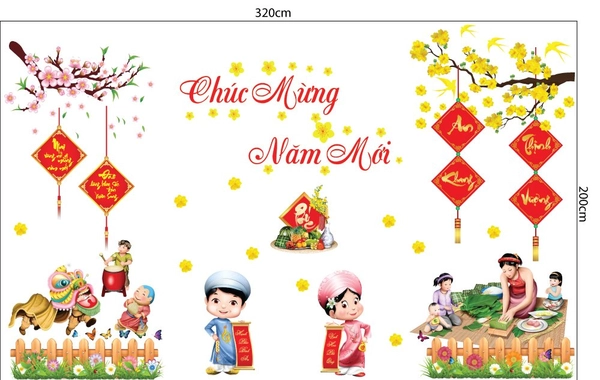 Combo decal trang trí cửa kính ngày tết 4