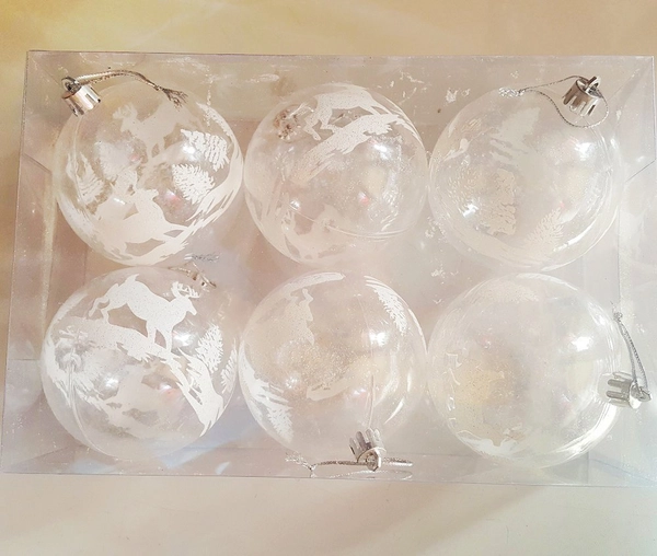 Hộp 6 quả châu thủy tinh trang trí noel