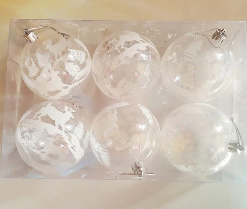 Hộp 6 quả châu thủy tinh trang trí noel