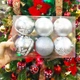 Hộp quả châu màu bạc họa tiết size 8cm trang trí noel