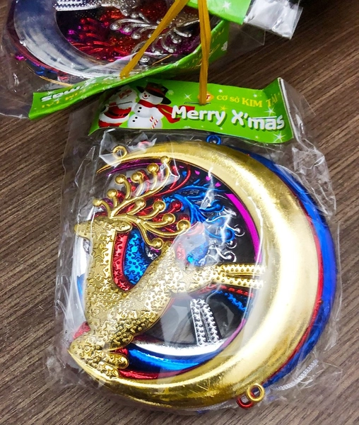 Bảng treo 6 cái tuần lộc và trăng trang trí noel