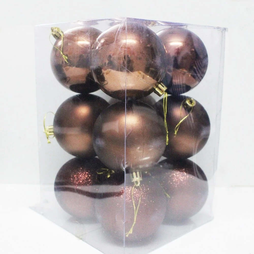 Bộ 12 quả châu nâu 8cm trang trí noel