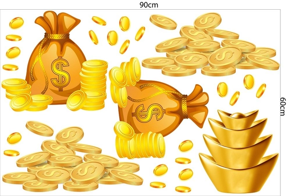 Decal trang trí tết túi tiền vàng phúc lộc thọ