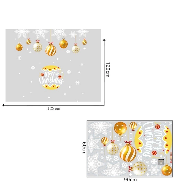 Decal noel dán tường MerryChristmas và dây treo quả cầu