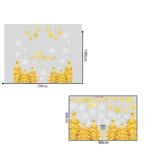 Decal trang trí cây thông noel vàng 2021