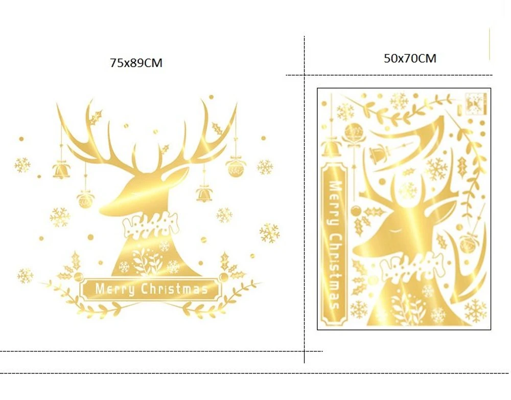 Decal trang trí giáng sinh 2021 tuần lộc vàng