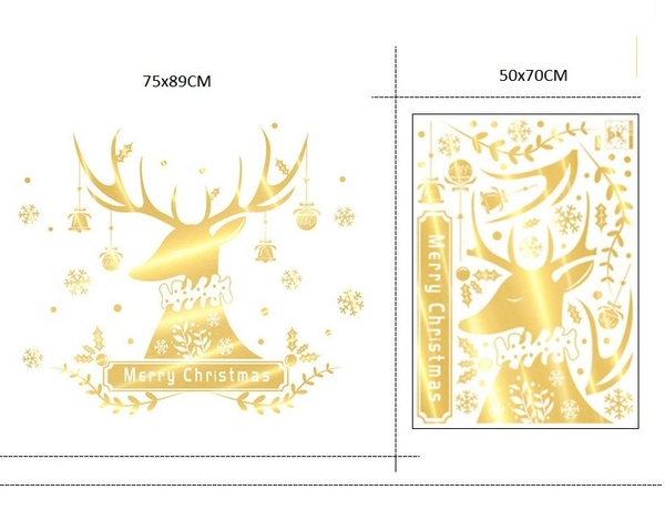 Decal trang trí giáng sinh tuần lộc vàng
