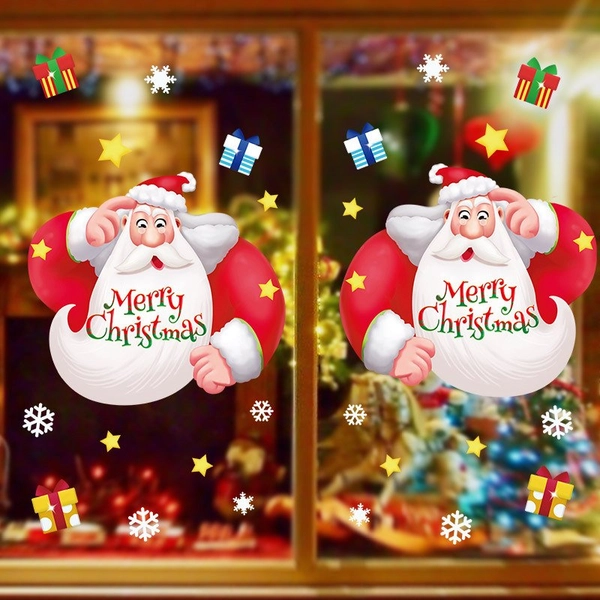 Decal trang trí hình ông già noel đối xứng