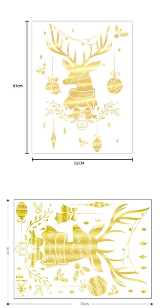 Decal trang trí noel đầu tuần lộc vàng