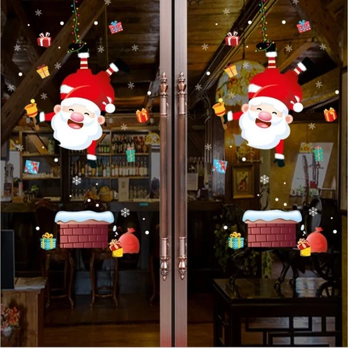 Decal trang trí ông già noel ống khói 2021