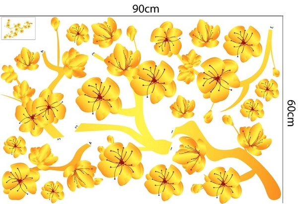 Decal Trang Trí Tết Cành Mai Vàng Đón Xuân Thịnh Vượng