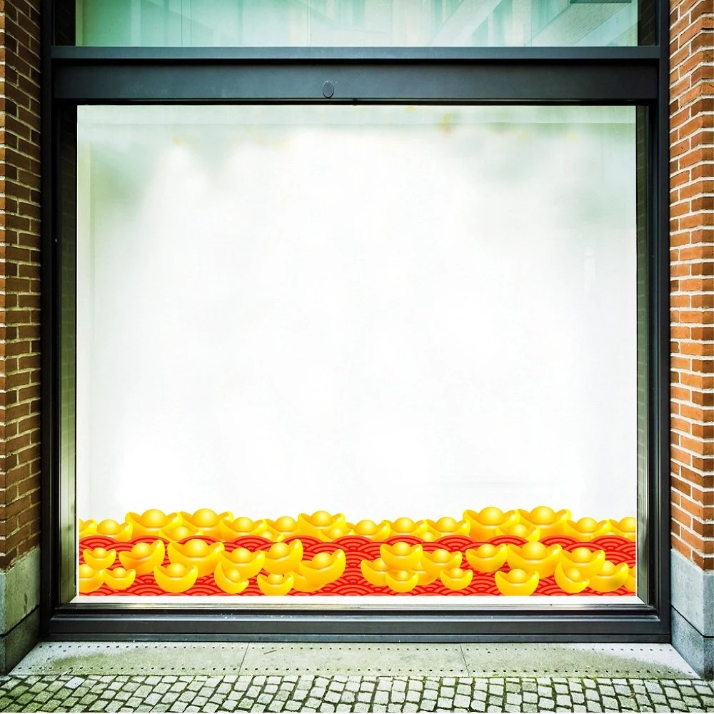 Decal trang trí tết chân tường thỏi vàng may mắn