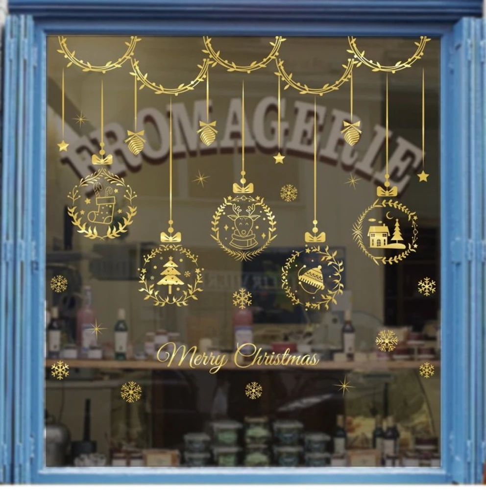 Decal trang trí cửa kính dây treo giáng sinh 2021