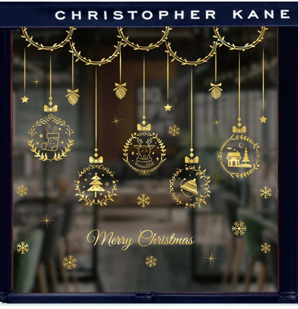 Decal trang trí cửa kính dây treo giáng sinh 2021