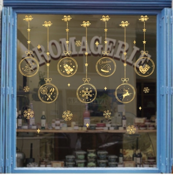 Decal Trang Trí Cửa Kính Dây Treo quả cầu Giáng Sinh an lành