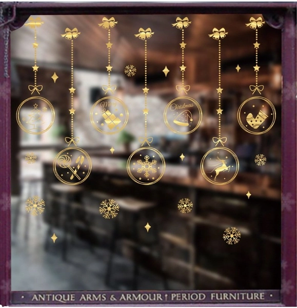 Decal Trang Trí Cửa Kính Dây Treo quả cầu Giáng Sinh an lành