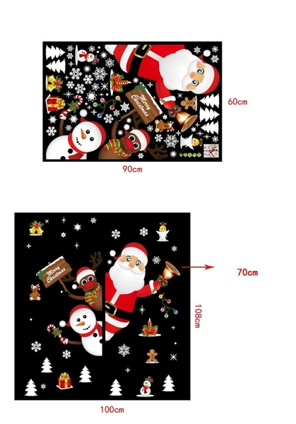 Decal trang trí giáng sinh ông già noel tuần lộc và người tuyết