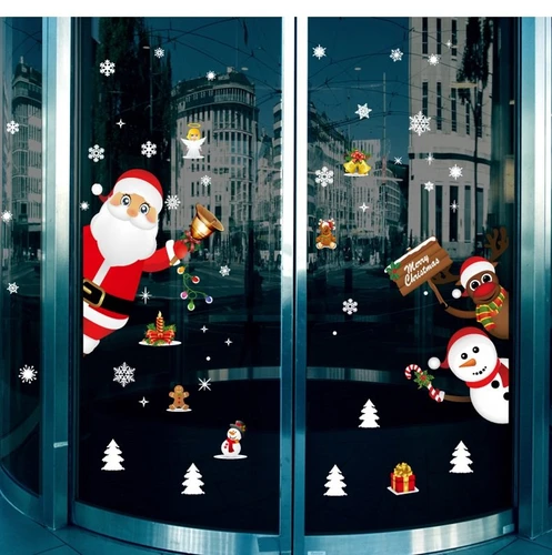 Decal trang trí giáng sinh ông già noel tuần lộc và người tuyết