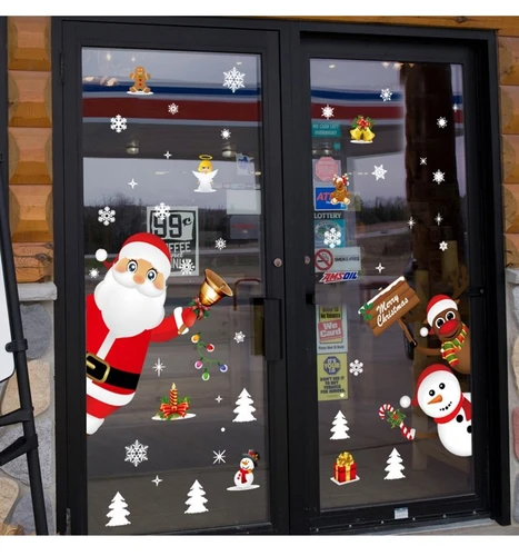Decal trang trí giáng sinh ông già noel tuần lộc và người tuyết