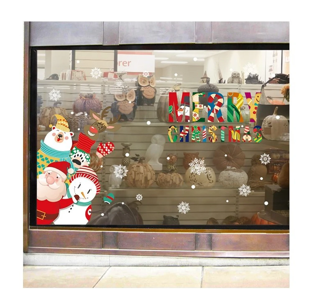 Decal trang trí noel Gấu tuyết và tuần lộc mẫu 2