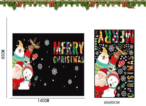 Decal trang trí noel Gấu tuyết và tuần lộc mẫu 2