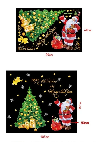 Decal trang trí noel ông già Santa và cây thông