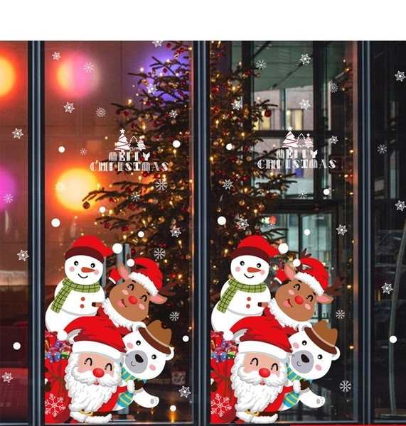 Decal trang trí noel Santa người tuyết tuần lộc, gấu trắng và ông già noel