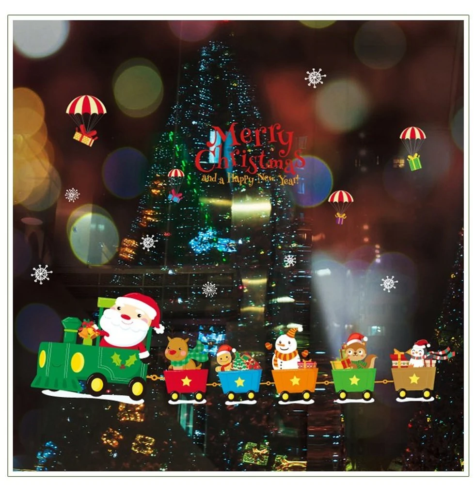 Decal trang trí noel xe lửa giáng sinh