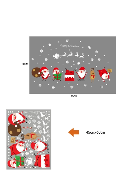 Decal trang trí ông già noel và tuần lộc trắng