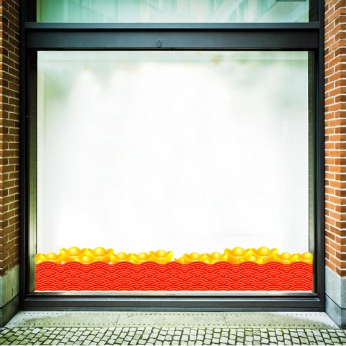 Decal trang trí tết chân tường thỏi vàng thần tài