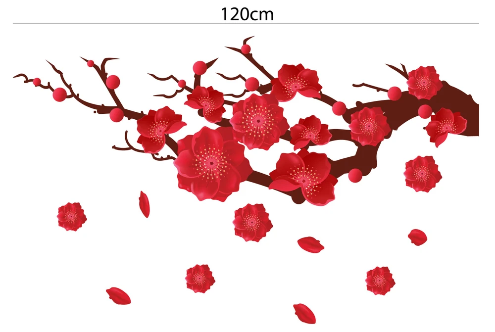 Decal trang trí tết Hoa đào sum vầy 2021