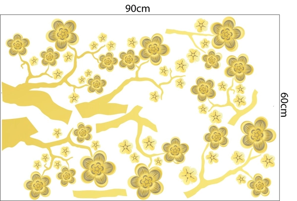 Combo Decal trang trí tết họa tiết cành mai đào rực rỡ