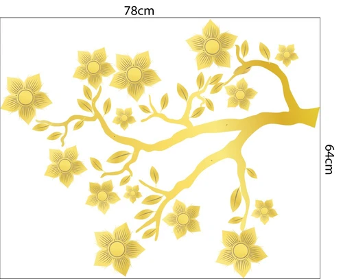 Decal trang trí tết họa tiết cành mai đào rực rỡ