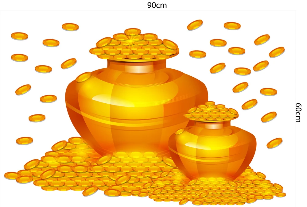 Decal trang trí tết hũ vàng sung túc