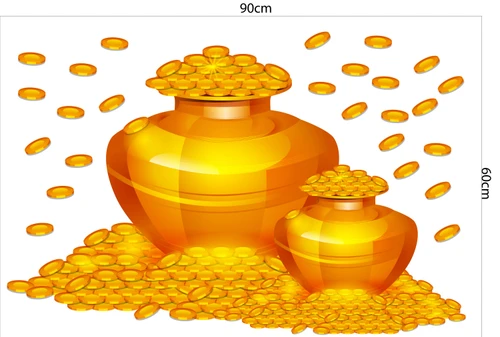 Decal trang trí tết hũ vàng sung túc