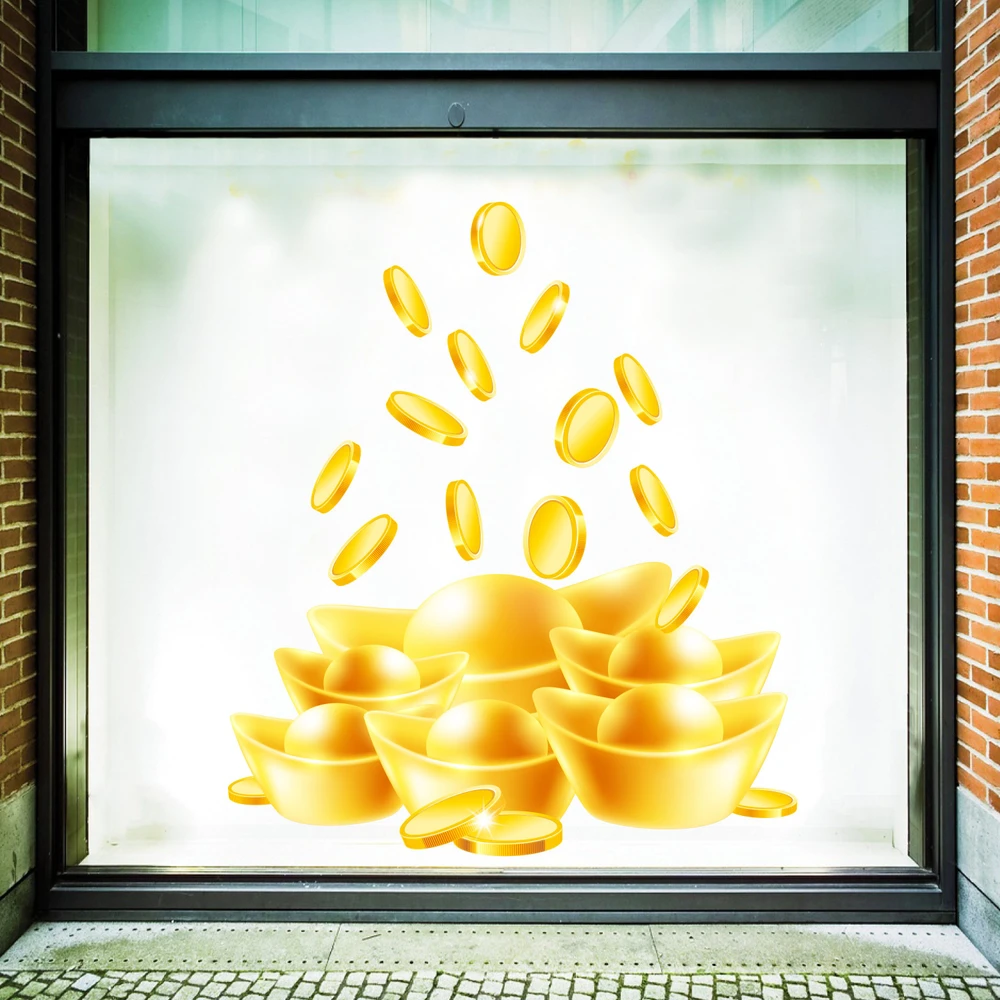 Decal trang trí tết thỏi vàng thịnh vượng