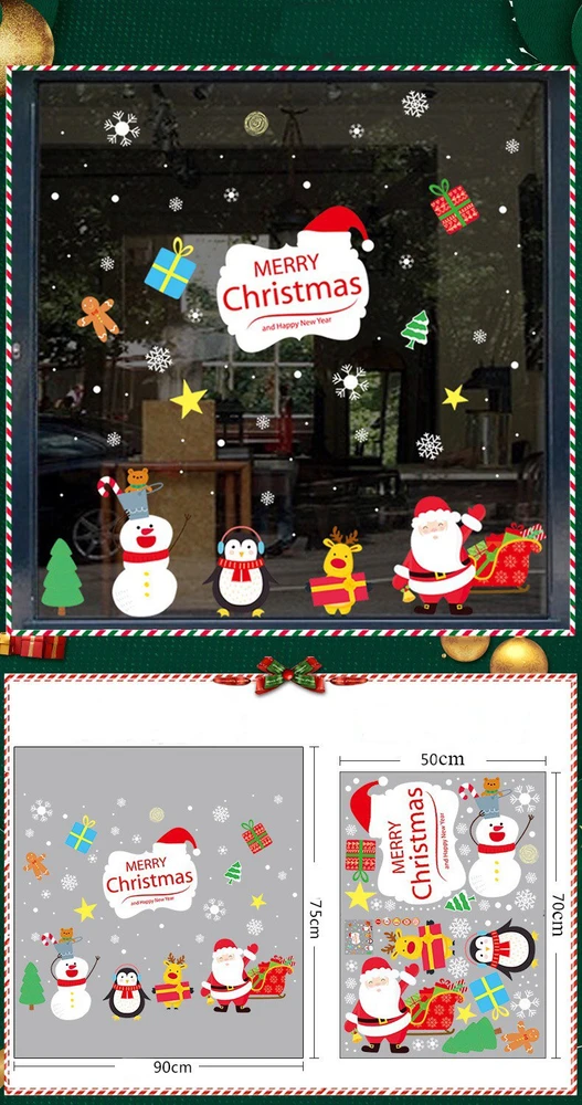 Decal trang trí noel bảng merry christmas và những người bạn