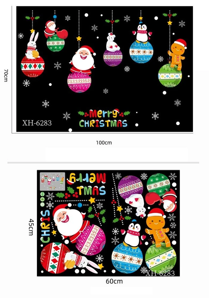 Decal trang trí noel quả châu và những người bạn noel