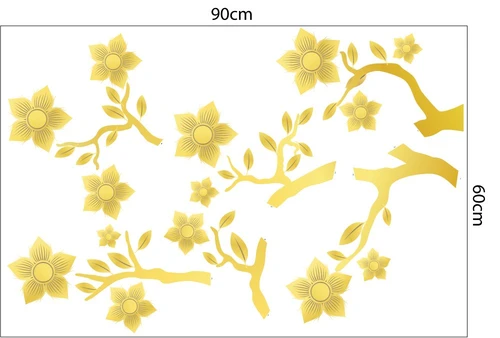 Decal trang trí tết họa tiết cành mai đào rực rỡ