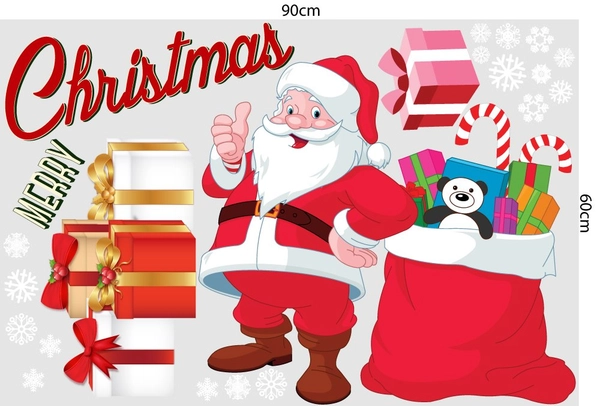 Decal trang trí noel ông già noel và hộp quà 3