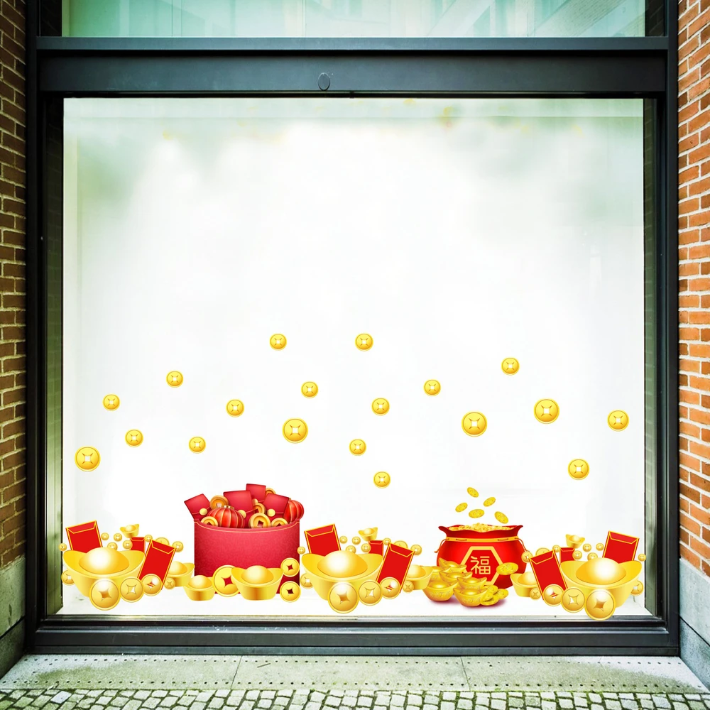 Decal trang trí tết chân tường tài lộc mẫu 2