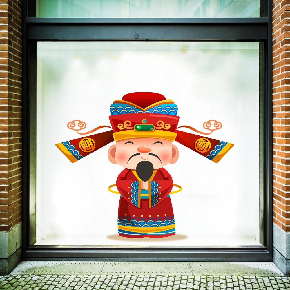 Decal trang trí tết Thần tài may mắn