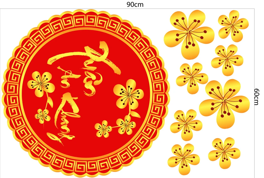 Combo Decal Trang Trí Tết Xuân An Khang Thịnh Vượng Vạn Sự Như Ý