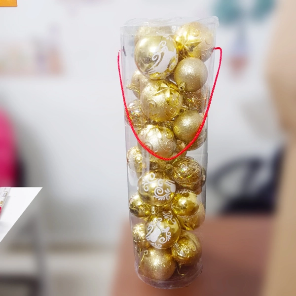 Hộp quả châu vàng cao cấp trang trí noel