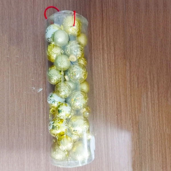 Hộp quả châu vàng cao cấp trang trí noel