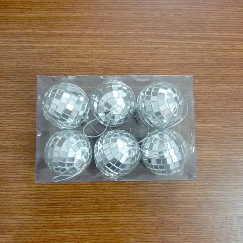 6 quả châu ánh gương size 6cm trang trí noel