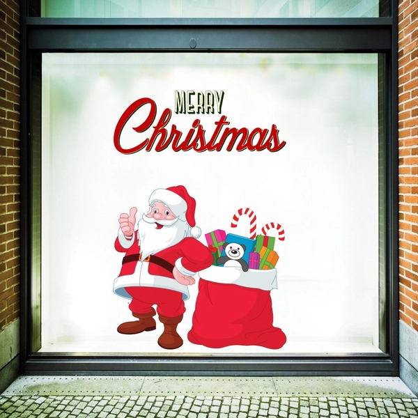 Decal trang trí noel ông già noel và nộp quà