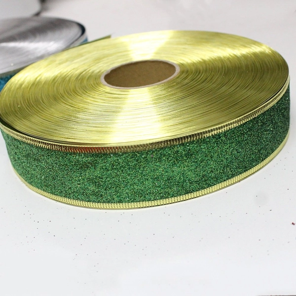 Cuộn dây ruy băng không họa tiết xanh lá 10m