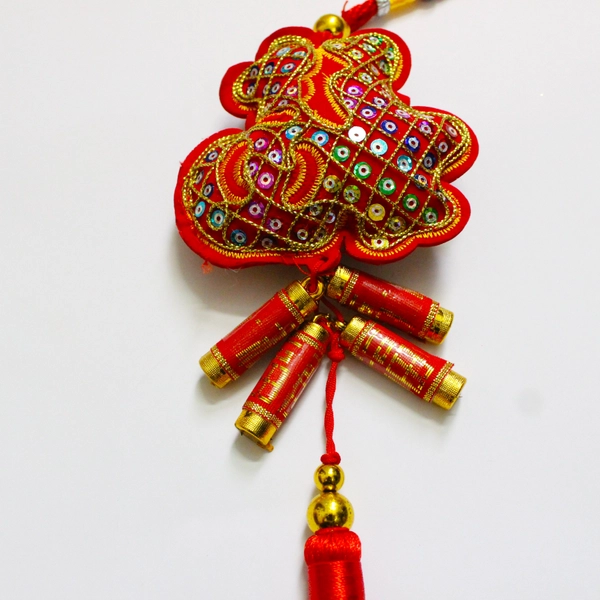 Lộc treo đỏ đính kim tuyến ngũ sắc trang trí tết